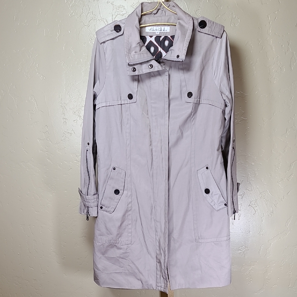 Kenneth Cole New York Light Gray Tan Trench Coat XL‎ Jacket